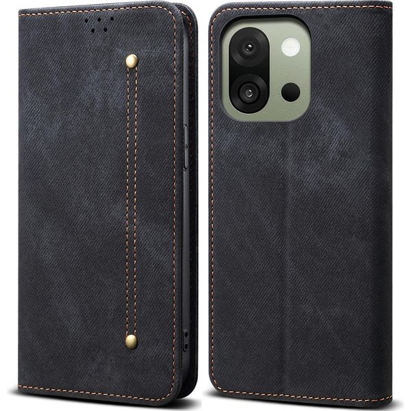 Custodia Per Oneplus 13S, Custodia A Portafoglio In Pelle Con Chiusura Magnetica E Supporto Nero-image