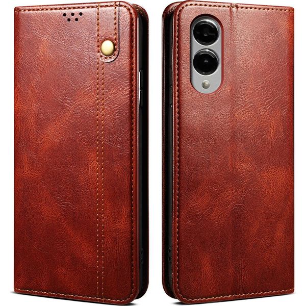 Custodia Per Samsung Galaxy S25 Edge In Pelle Flip Case Portafoglio Con Funzione Stand Rosso-image