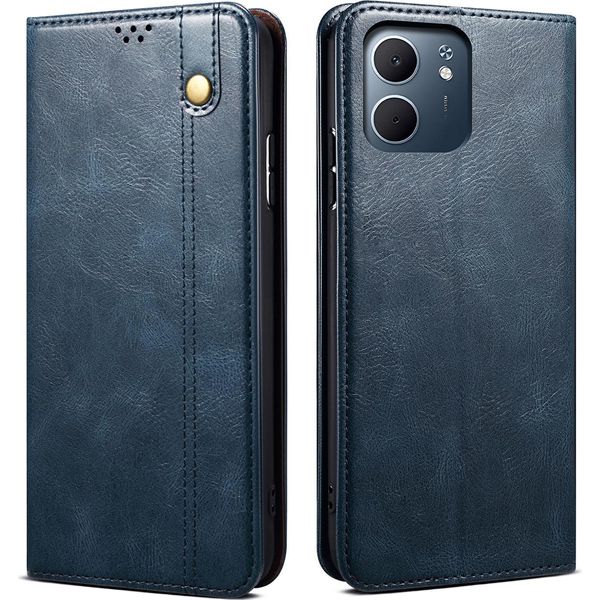 Custodia Per Oppo A5X In Pelle Flip Case Portafoglio Con Funzione Stand Blu-image
