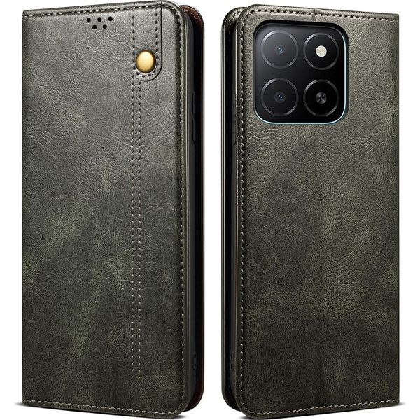 Custodia Per Honor X8C In Pelle Flip Case Portafoglio Con Funzione Stand Verde-image