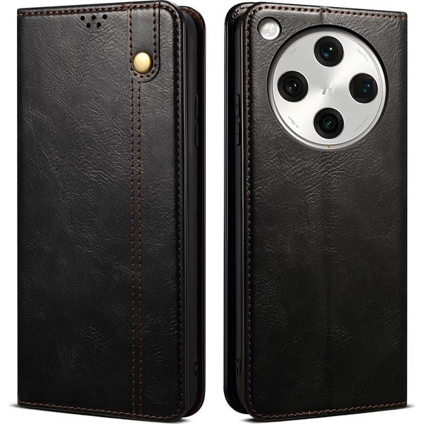 Custodia Per Oppo Find X8S In Pelle Flip Case Portafoglio Con Funzione Stand Nero-image