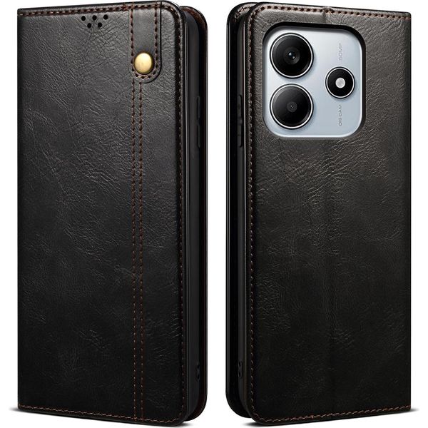 Custodia Per Xiaomi Redmi Note 14 4G In Pelle Flip Case Portafoglio Con Funzione Stand Nero-image