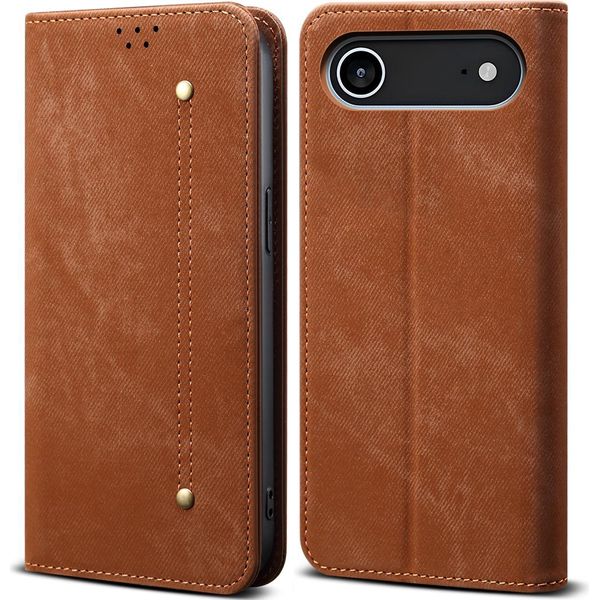 Custodia Per Iphone 17 Air, Custodia A Portafoglio In Pelle Con Chiusura Magnetica E Supporto Marrone-image