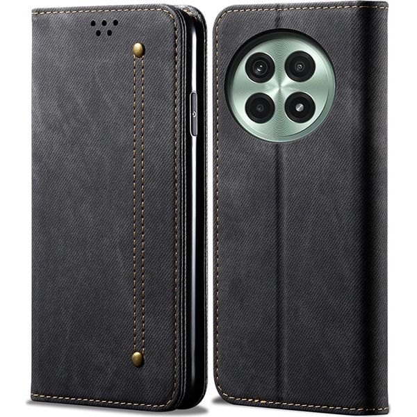 Custodia Per Oneplus 13, Custodia A Portafoglio In Pelle Con Chiusura Magnetica E Supporto Nero-image