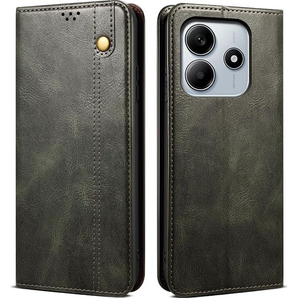 Custodia Per Xiaomi Redmi Note 14 4G In Pelle Flip Case Portafoglio Con Funzione Stand Verde-image