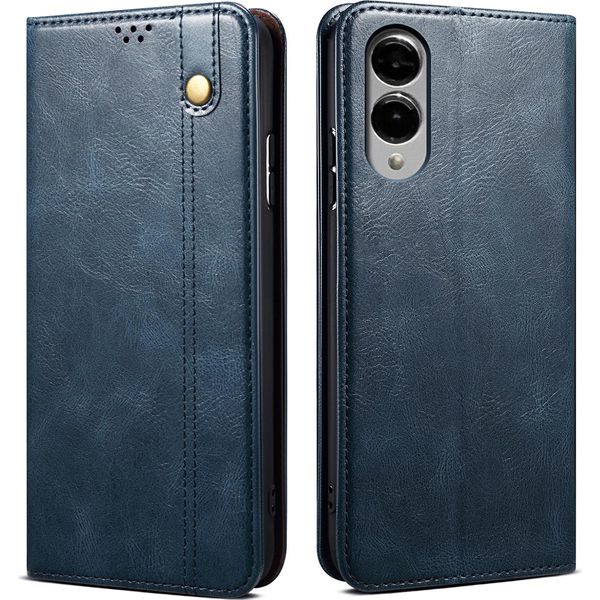 Custodia Per Samsung Galaxy S25 Edge In Pelle Flip Case Portafoglio Con Funzione Stand Blu-image