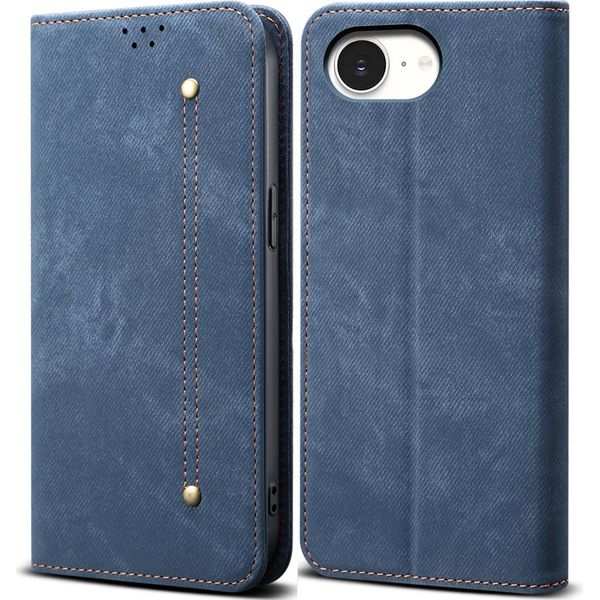 Custodia Per Iphone 16E, Custodia A Portafoglio In Pelle Con Chiusura Magnetica E Supporto Blu-image