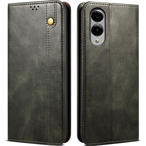 Custodia Per Samsung Galaxy S25 Edge In Pelle Flip Case Portafoglio Con Funzione Stand Verde-image