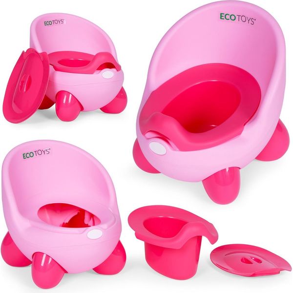 Riduttore Wc Per Bambini, Inserto Rimovibile, Gambe Antiscivolo, Rosa, Ecotoys-image