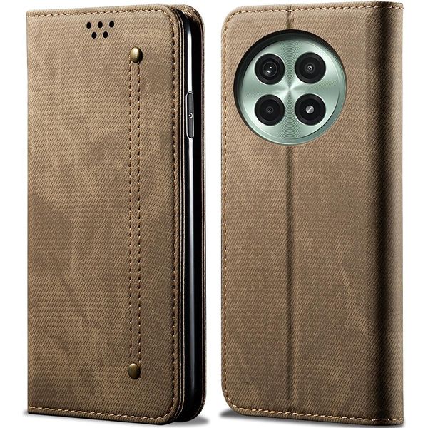 Custodia Per Oneplus 13, Custodia A Portafoglio In Pelle Con Chiusura Magnetica E Supporto Khaki-image