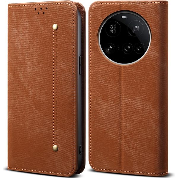 Custodia Per Xiaomi 15 Ultra, Custodia A Portafoglio In Pelle Con Chiusura Magnetica E Supporto Marrone-image