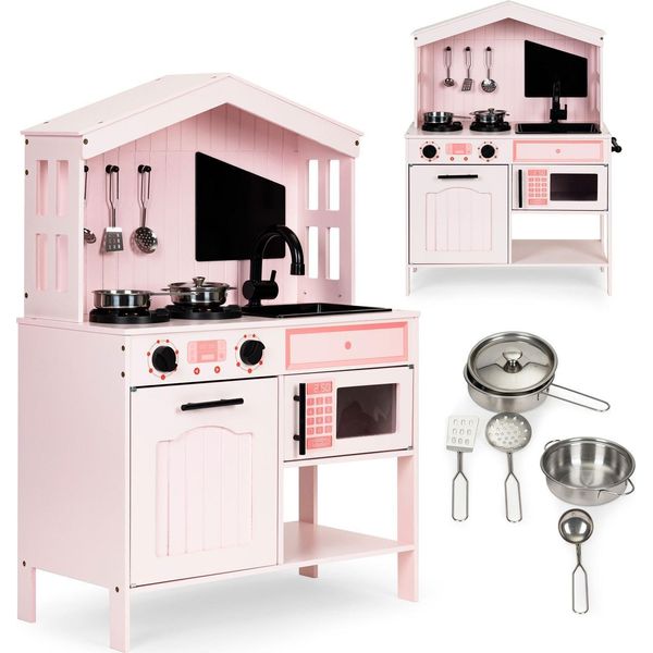 Cucina Per Bambini In Legno, Forno, Fuochi A Microonde, Accessori Ecotoys-image
