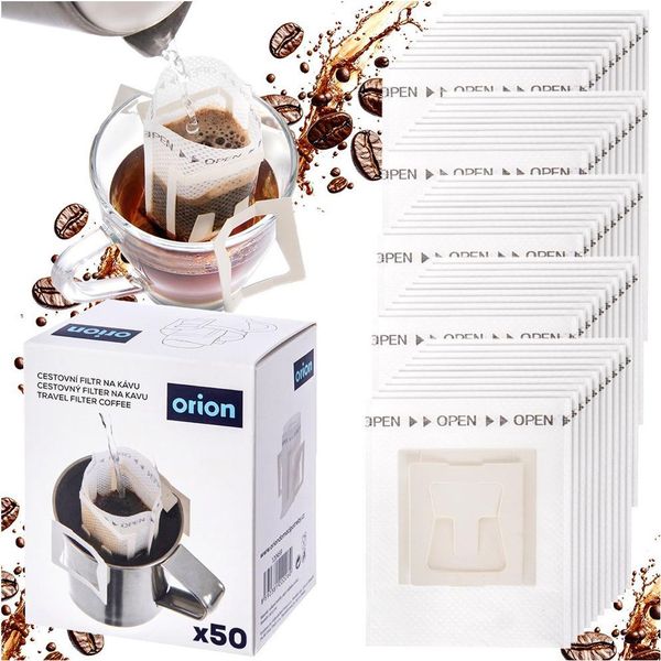 Orion | Filtri Monouso Per Caffè E Tè - Bianco - 50 Pezzi - Filtri Per Caffè - Sacchetti Filtro-image