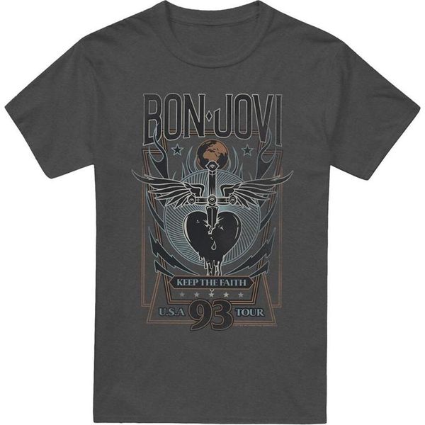Bon Jovi - Maglietta "Keep The Faith"" Per Uomo/Donna Unisex TV20687 (Xxl) (Charcoal)"-image