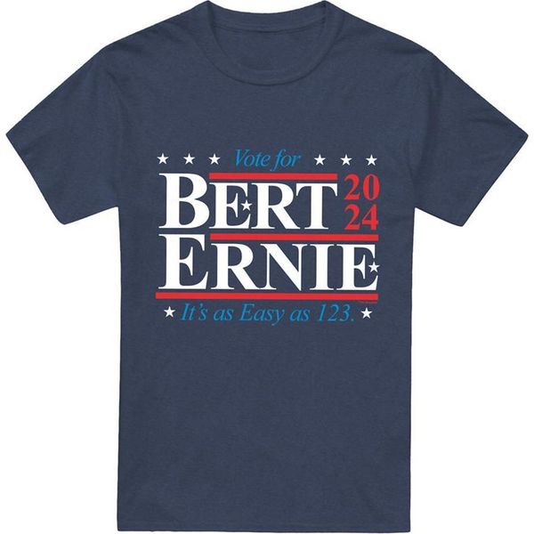 Sesame Street - Maglietta "Bert Ernie For President 123 Vote"" Per Uomo/Donna Unisex, Screziata TV20919 (3XL) (Navy)"-image
