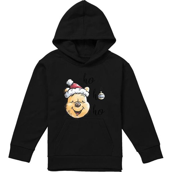 Winnie The Pooh - Felpa Con Cappuccio "Ho Ho Ho, Buon Natale"" Per Bambini TV21136 (128) (Nero)"-image