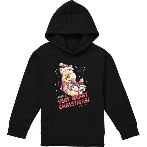 Winnie The Pooh - "Buon Natale!"" Felpa Con Cappuccio Per Bambini TV22194 (116) (Nero)"-image
