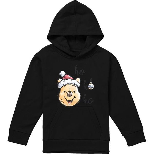 Winnie The Pooh - Felpa Con Cappuccio "Ho Ho Ho, Buon Natale"" Per Bambini TV21208 (116) (Nero)"-image