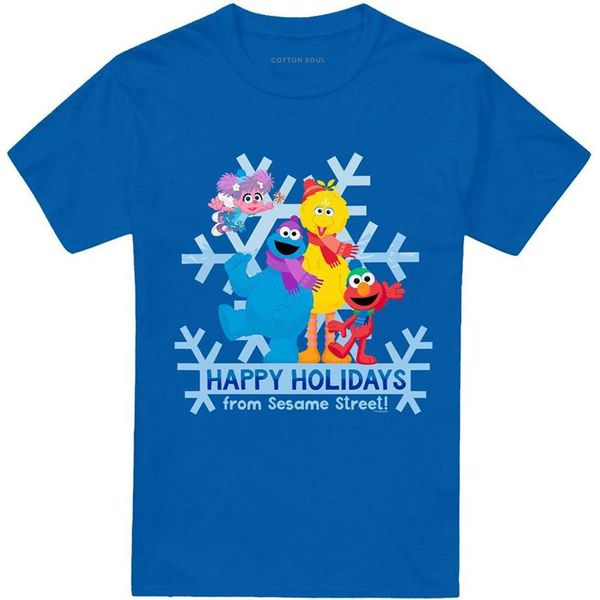 Sesame Street - Maglietta "Happy Holidays"" Per Uomo/Donna Unisex TV21238 (3XL) (Blu Royal)"-image