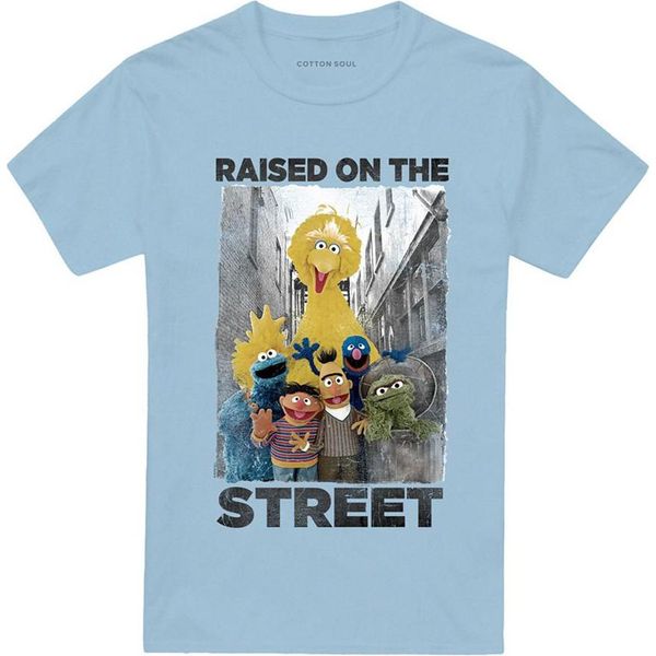 Sesame Street - Maglietta "Raised On The Streets"" Uomo/Donna Unisex TV21259 (S) (Azzurro)"-image