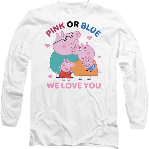 Peppa Pig - Maglietta "Rosa O Blu Ti Amiamo"" Per Uomo/Donna Unisex, Manica Lunga TV21316 (Xxl) (Bianco)"-image