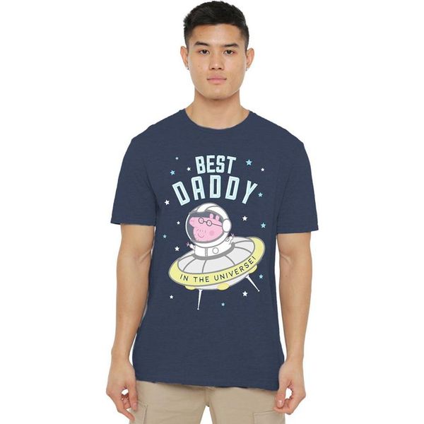 Peppa Pig - Maglietta "Best Daddy Pig In The Universe"" Per Uomo/Donna Unisex TV21382 (M) (Blu Navy Screziato)"-image