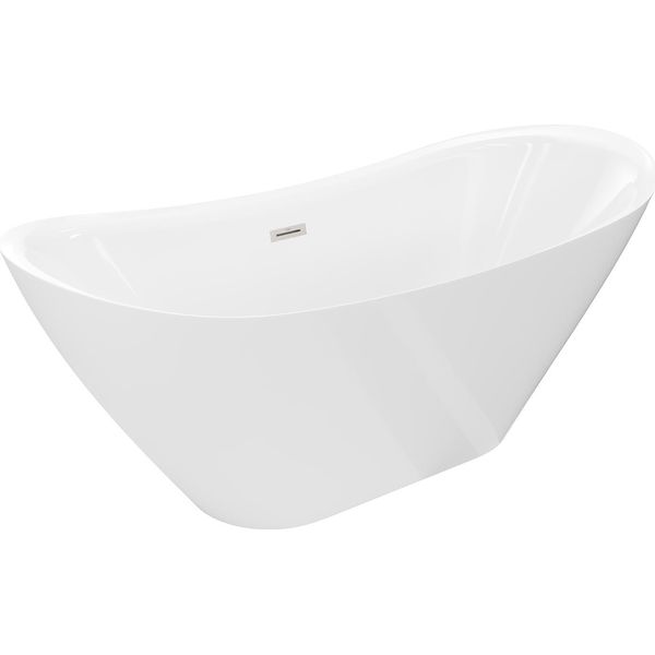 Mexen Lotos Vasca Da Bagno Autonoma 160 X 75 Cm, Bianca, Troppopieno In Nichel Spazzolato - 52051607700-97-image