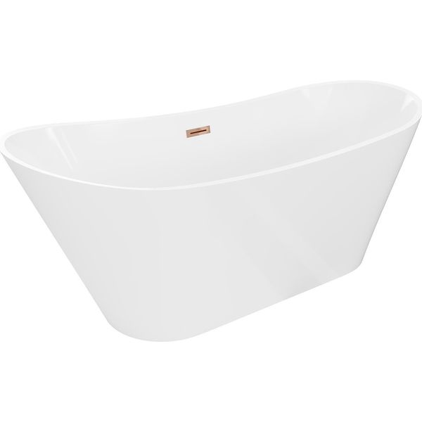 Mexen Dora Vasca Da Bagno Freestanding 160 X 75 Cm, Bianca, Troppopieno Oro Rosa - 52071607500-60-image