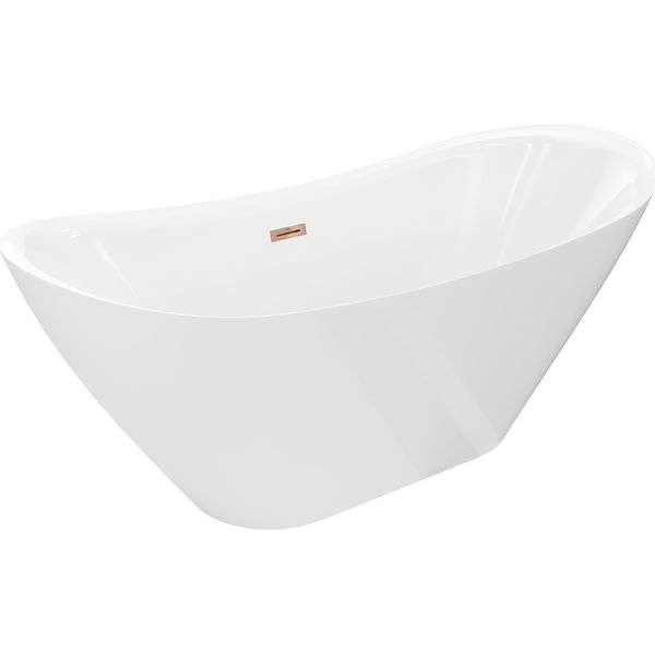 Mexen Lotos Vasca Da Bagno Indipendente 140 X 75 Cm, Bianca, Troppopieno Oro Rosa - 52051407700-60-image
