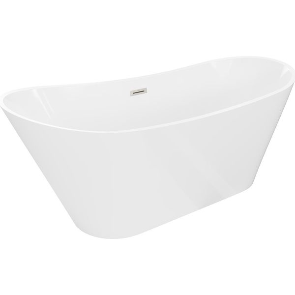 Mexen Dora Vasca Da Bagno A Libera Installazione 170 X 75 Cm, Bianca, Troppopieno Nichel Spazzolato - 52071707500-97-image