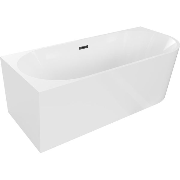 Mexen Mia Vasca Da Bagno Indipendente Angolare Sinistra 160 X 75 Cm, Bianca, Troppopieno Nero - 52691607500L-70-image