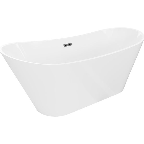 Mexen Dora Vasca Da Bagno Freestanding 170 X 75 Cm, Bianca, Troppopieno Gun Gray Spazzolato - 52071707500-66-image