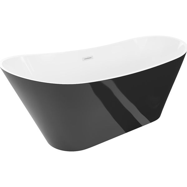 Mexen Dora Vasca Da Bagno Freestanding 150 X 75 Cm, Bianca/Nera, Troppo Pieno Bianco - 52071507575-20-image