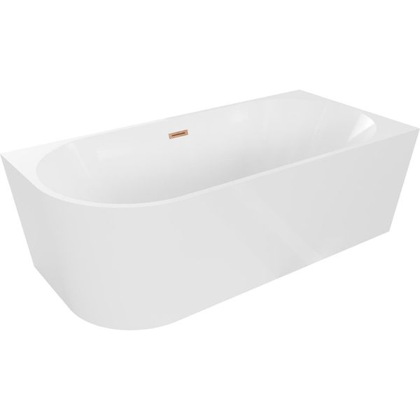 Mexen Mia Vasca Da Bagno Freestanding Angolare Destra 180 X 80 Cm, Bianca, Troppo Pieno Bronzo Spazzolato - 52691808000P-65-image