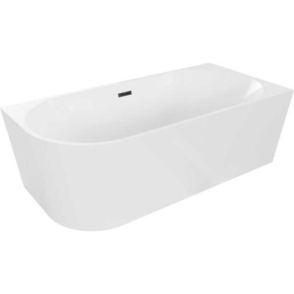 Mexen Mia Vasca Da Bagno Indipendente Angolare Destra 140 X 75 Cm, Bianca, Troppopieno Nero - 52691407500P-70-image