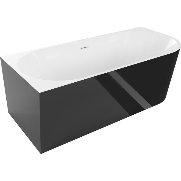 Mexen Mia Vasca Da Bagno Autoportante Angolare Sinistra 150 X 75 Cm, Bianca/Nera, Troppopieno Bianco - 52691507575L-20-image