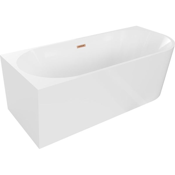Mexen Mia Vasca Da Bagno Freestanding Ad Angolo Sinistro 150 X 75 Cm, Bianca, Troppo Pieno Rame Spazzolato - 52691507500L-65-image