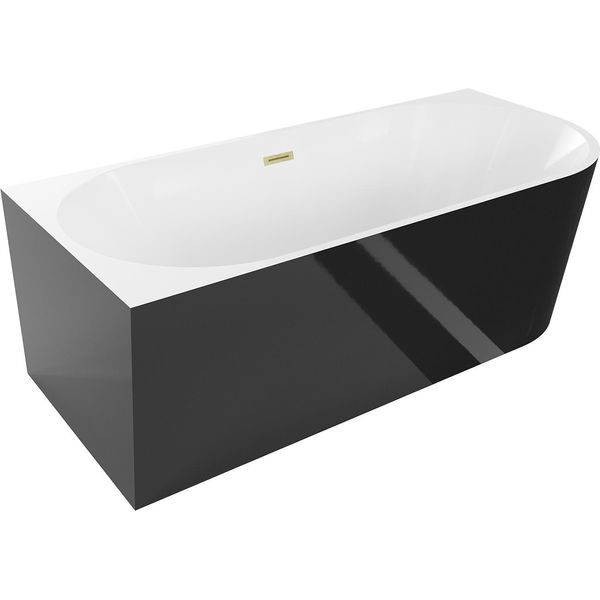 Mexen Mia Vasca Da Bagno Angolare Sinistra Indipendente 140 X 75 Cm, Bianca/Nera, Scarico Dorato Spazzolato - 52691407575L-55-image