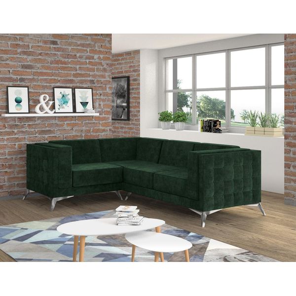 Divano Ad Angolo Divano A L Divano Design Divano Imbottito Tessile Moderno Set Ad Angolo Verde-image