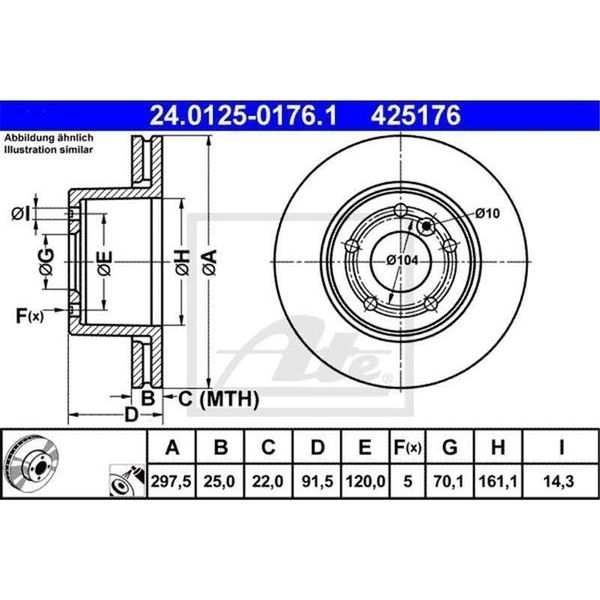 2X Disco Freno Ate 24.0125-0176.1 Per Land Rover Discovery Ii (L318) 91 5Mm-image
