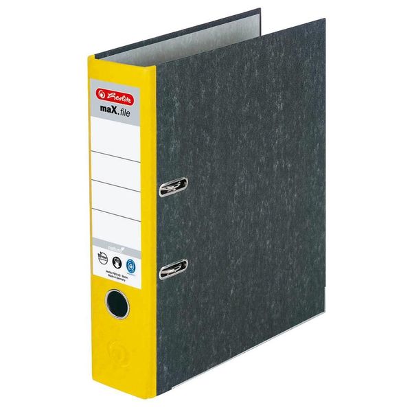 Herlitz 5171103 Max.File Nature Ordner Gelb Marmoriert Karton 8,0 Cm Din A4-image