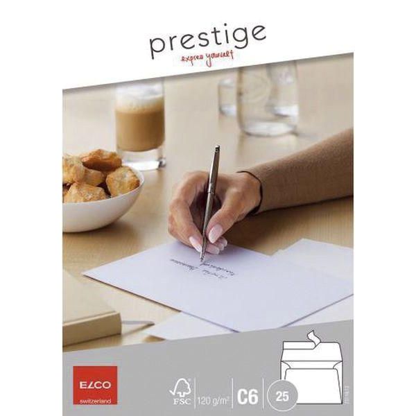 Elco 73118.12 Busta Prestige C6 Bianco Brillante Striscia Adesiva Senza Finestra 120G/M² 25 Pezzi-image