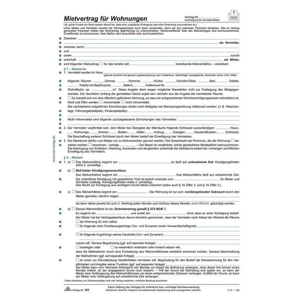 Rnk Verlag 525/10 Contratti Di Locazione Per Appartamenti - Versione Dettagliata, 6 Pagine, Din A4-image