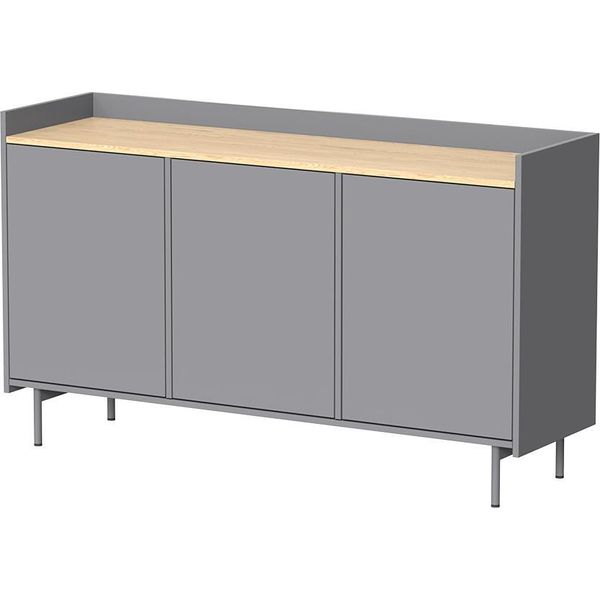 Vicco Credenza Velina, 140 X 82 Cm Con 6 Scomparti, Grigio/Quercia-image