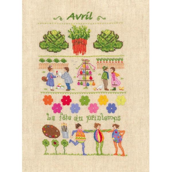 Le Bonheur Des Dames Kit Punto Croce Contato "April"", 18X28Cm, Fai Da Te"-image