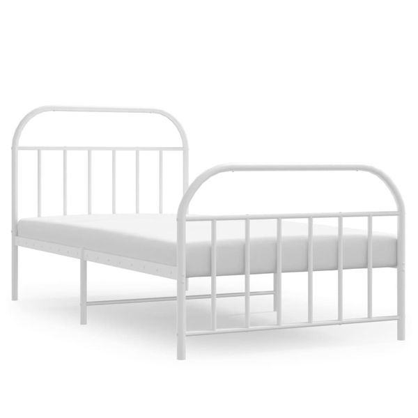 Vidaxl Struttura Letto Con Testiera E Pediera In Metallo Bianco 100X190 Cm-image