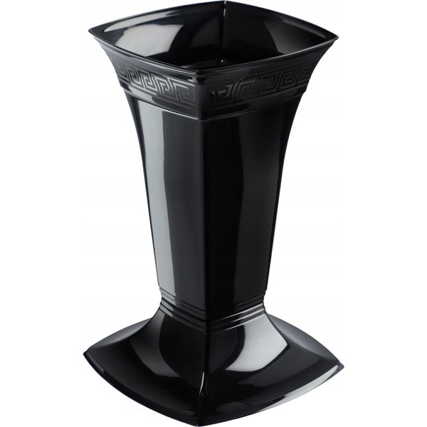 Vaso Da Tomba Kadax Con Base "Campo"", In Plastica, Vaso Per Lapide, Vaso Da Tomba, Vaso In Piedi, 30 Cm, Nero"-image