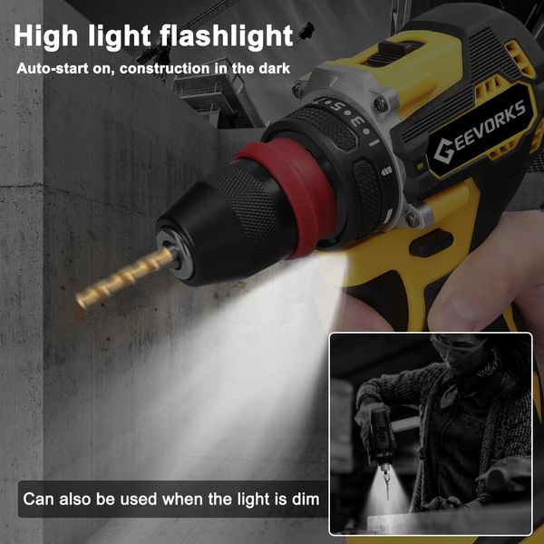 Geevorks 16.8V 2In1 Lithium Drill Electric Screwdriver Multi-Function Power Tool 45Nm Torque Brushless Motor Practical Screw Driver For Home Appliances Furniture Installation Automotive Electronics Repairing-image