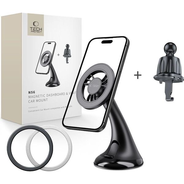 Tech-Protect N56 Magnetic Magsafe Dashboard Unrg & Vent Car Mount Nero-image