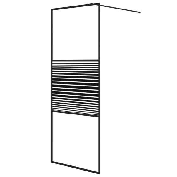 Vidaxl Schermo Doccia Per Cabina Doccia Nero 80X195 Cm Esg Vetro Chiaro-image